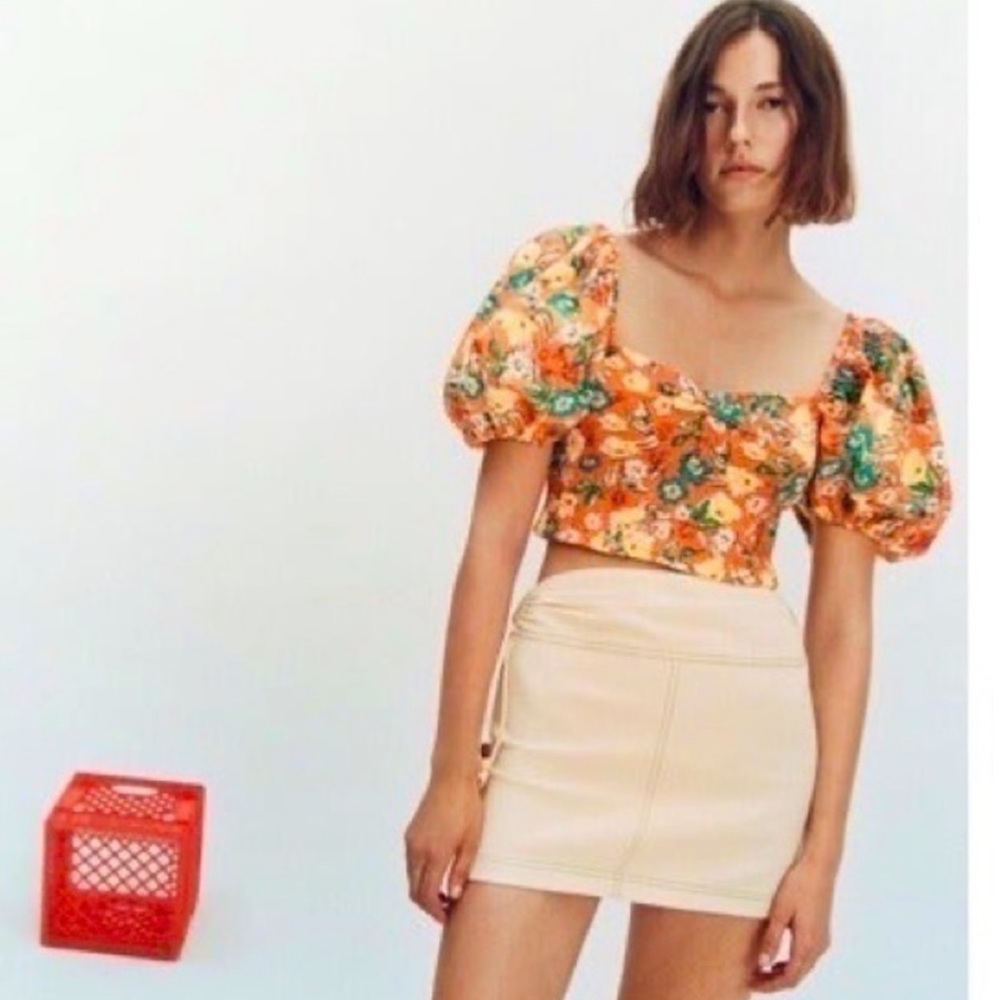 ZARA Printed Floral Florence Crop Top